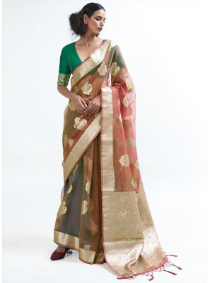 Weaving Multi Colour Organza Shaded Saree