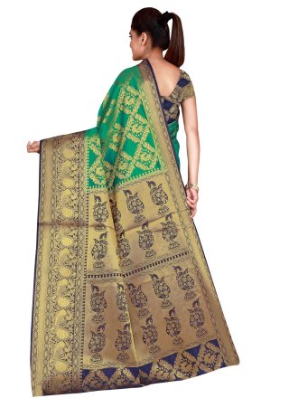 Weaving Nylon Rama Traditional Designer Saree