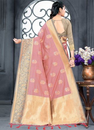 Weaving Pink Silk Traditional Designer Saree