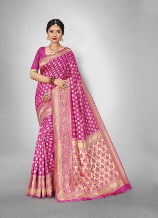 Weaving Pink Trendy Saree
