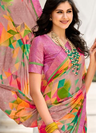 Weight Less Abstract Print Multi Colour Casual Saree