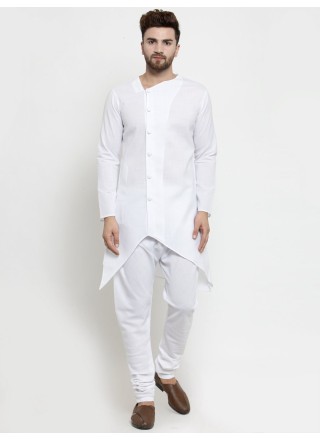 White Plain Kurta Pyjama