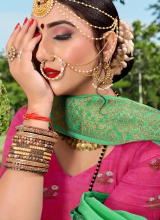 Woven Cotton Silk Designer Traditional Saree in Green