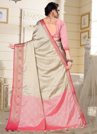 Woven Pink Cotton Silk Designer Traditional Saree