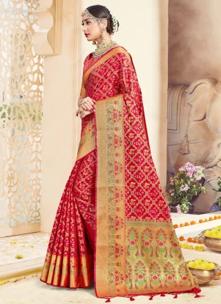 Woven Red Designer Traditional Saree