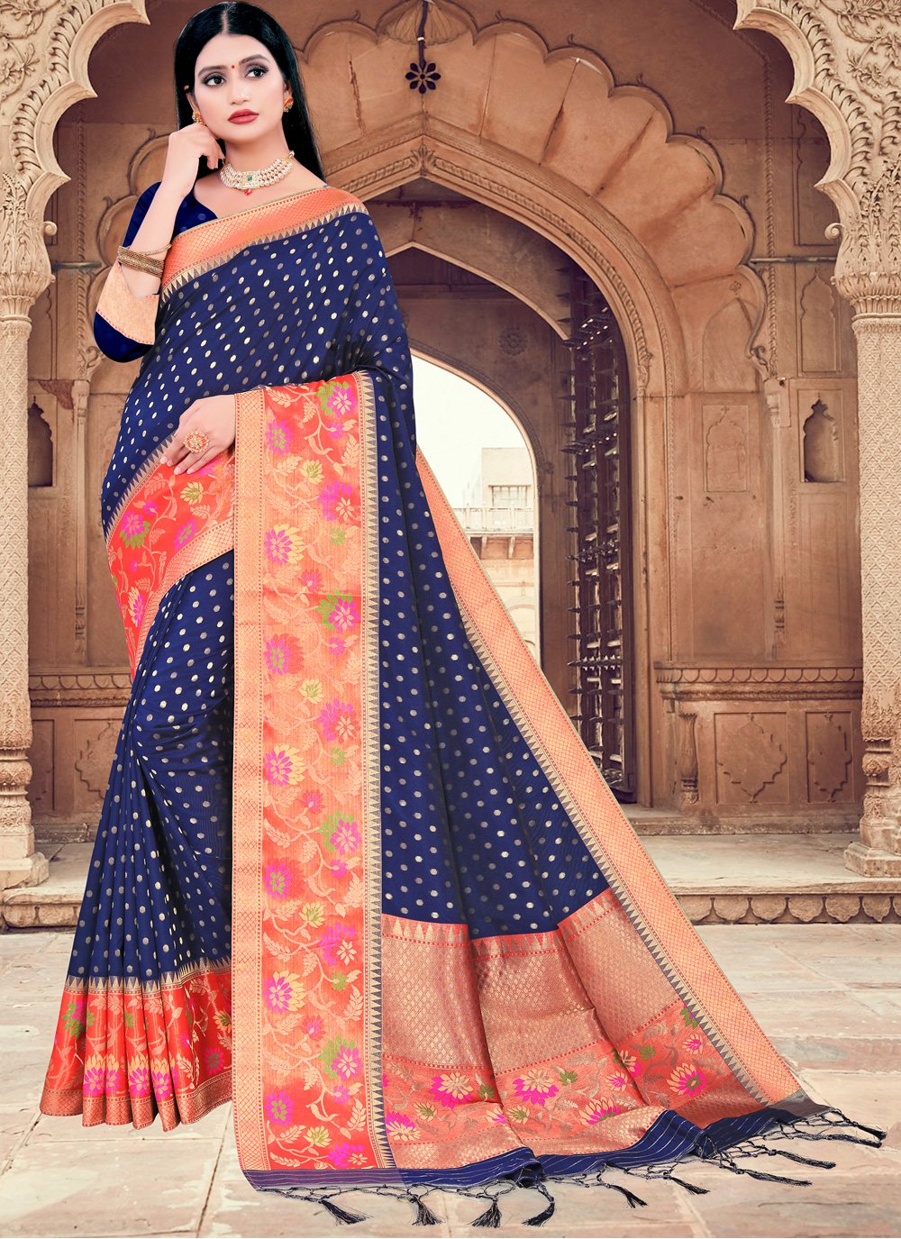 Woven Silk Traditional Saree in Blue