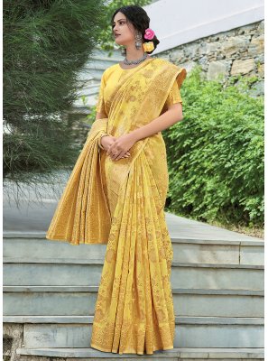 Yellow Color Traditional Designer Saree