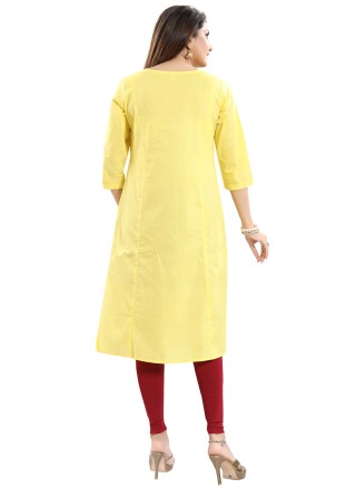 Yellow Cotton Designer Kurti