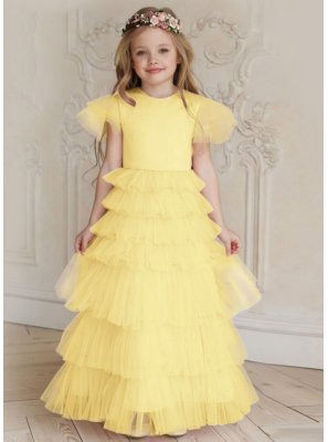 Yellow Fancy Work Designer Gown
