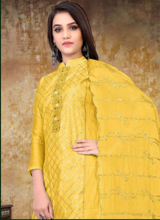 Yellow Festival Designer Straight Salwar Suit