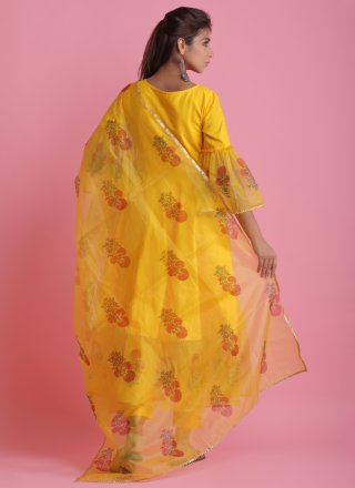 Yellow Festival Fancy Fabric Readymade Suit