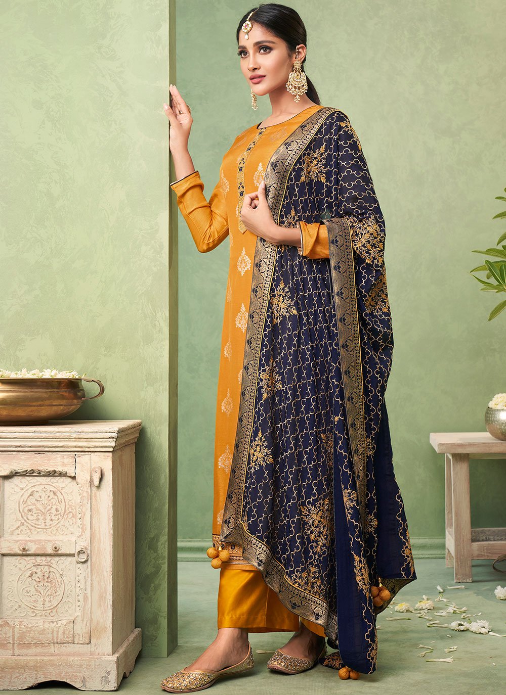 Yellow Silk Designer Pakistani Salwar Suit