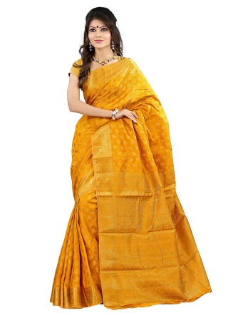 Yellow Silk Traditional Designer Saree