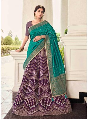 Abstract Print Banarasi Silk A Line Lehenga Choli