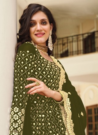 Anarkali Salwar Kameez Embroidered Georgette in Green