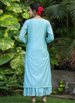 Aqua Blue Silk Salwar Suit