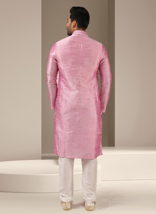 Art Banarasi Silk Embroidered Pink Kurta Pyjama