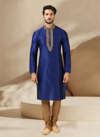 Art Banarasi Silk Kurta Pyjama in Blue