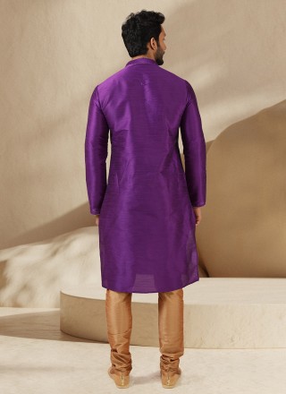 Art Banarasi Silk Purple Kurta Pyjama