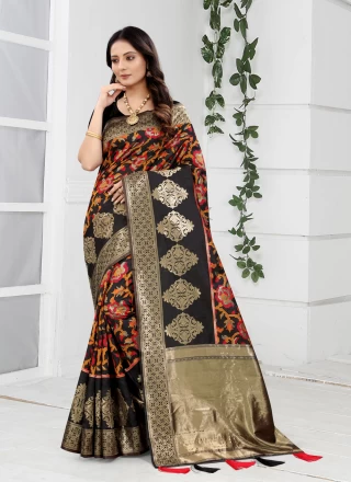 Art Banarasi Silk Weaving Black Contemporary Saree