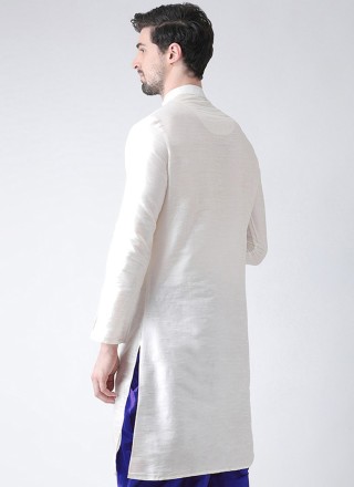 Art Dupion Silk Angrakha in White