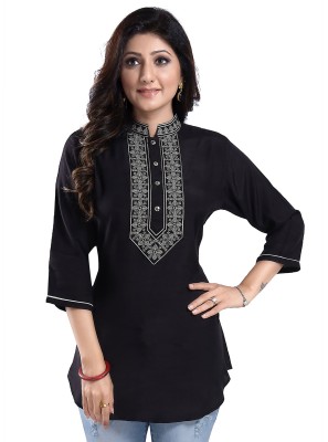 Art Silk Black Embroidered Designer Kurti