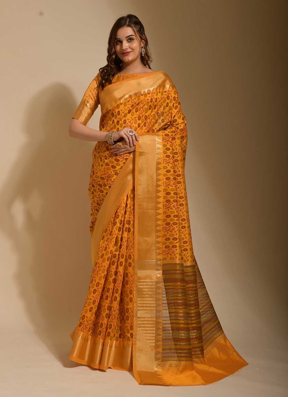 Art Silk Classic Saree in Yellow