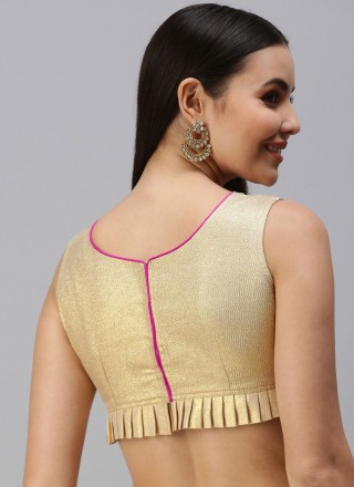 Art Silk Embroidered Designer Blouse in Gold