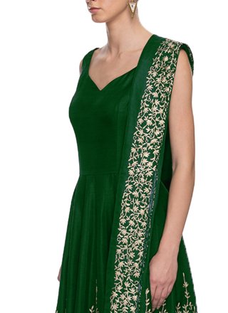 Art Silk Green Dori Work Designer Gown