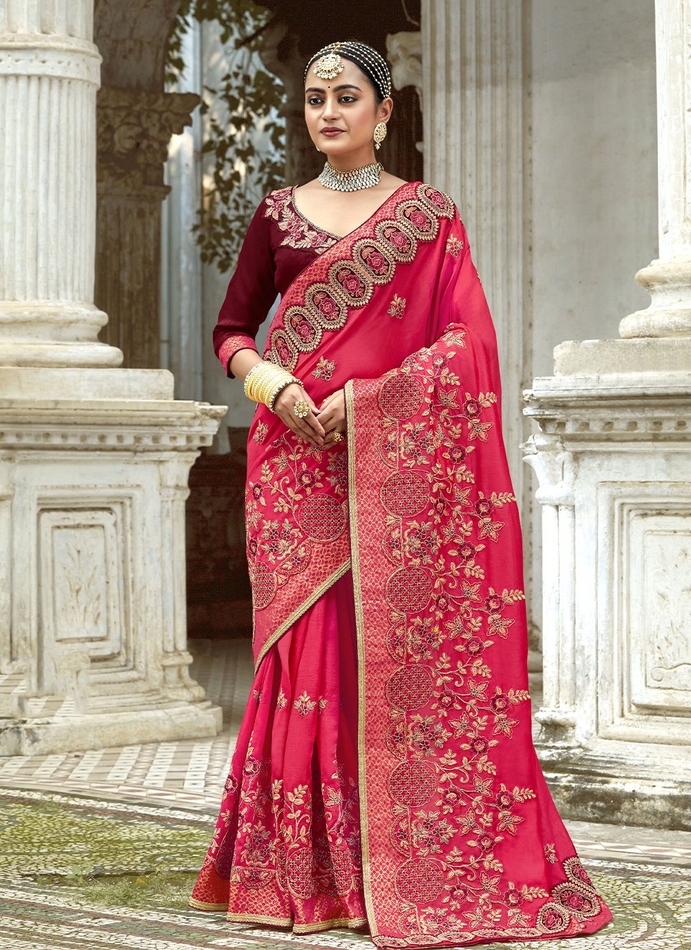 Art Silk Pink Classic Saree