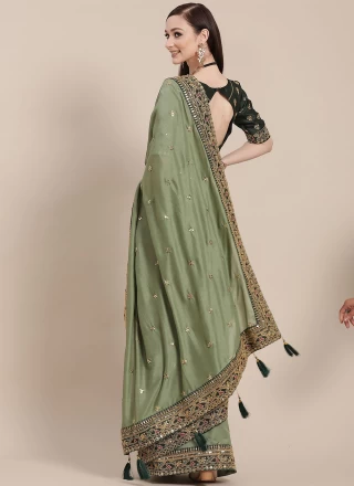 Art Silk Traditional Saree in Green
