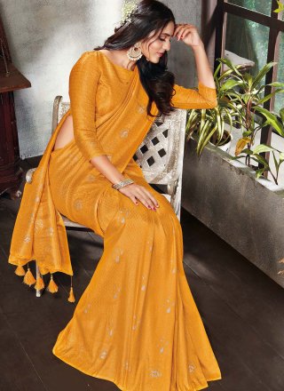 Art Silk Weaving Mustard Traditional Designer Saree