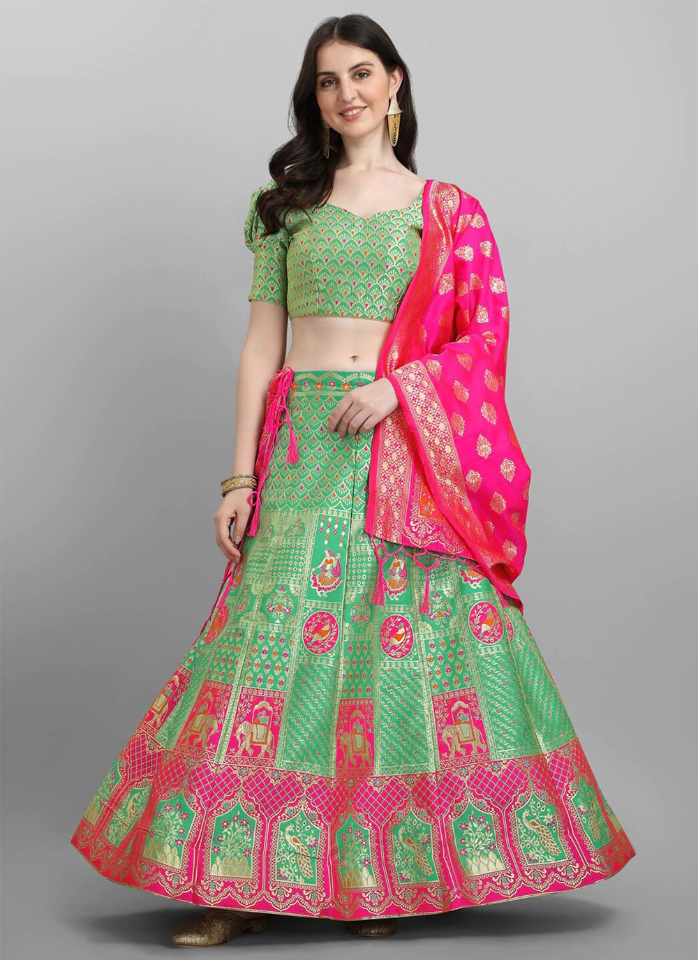 Pin by Ash on kid | Kids lehenga, Cut work, Pink and gold