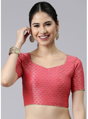 Banarasi Jacquard Designer Blouse in Pink