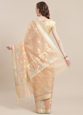 Banarasi Silk Beige Woven Designer Traditional Saree