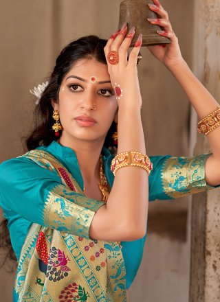 Banarasi Silk Blue Classic Designer Saree