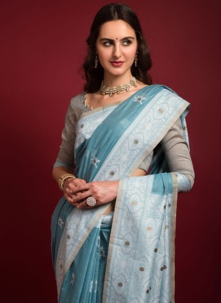 Banarasi Silk Classic Saree In Blue