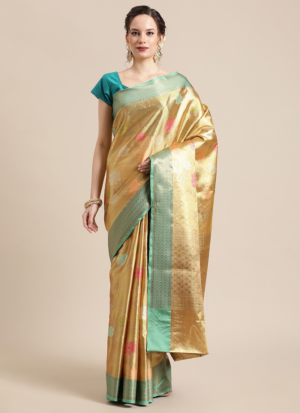 Banarasi Silk Designer Traditional Saree in Gold