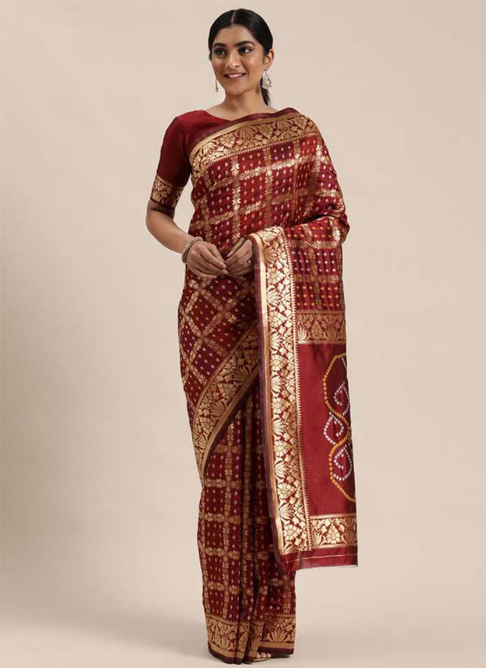 Banarasi Silk Maroon Classic Designer Saree