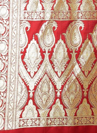 Banarasi Silk Maroon Woven Designer Traditional Saree