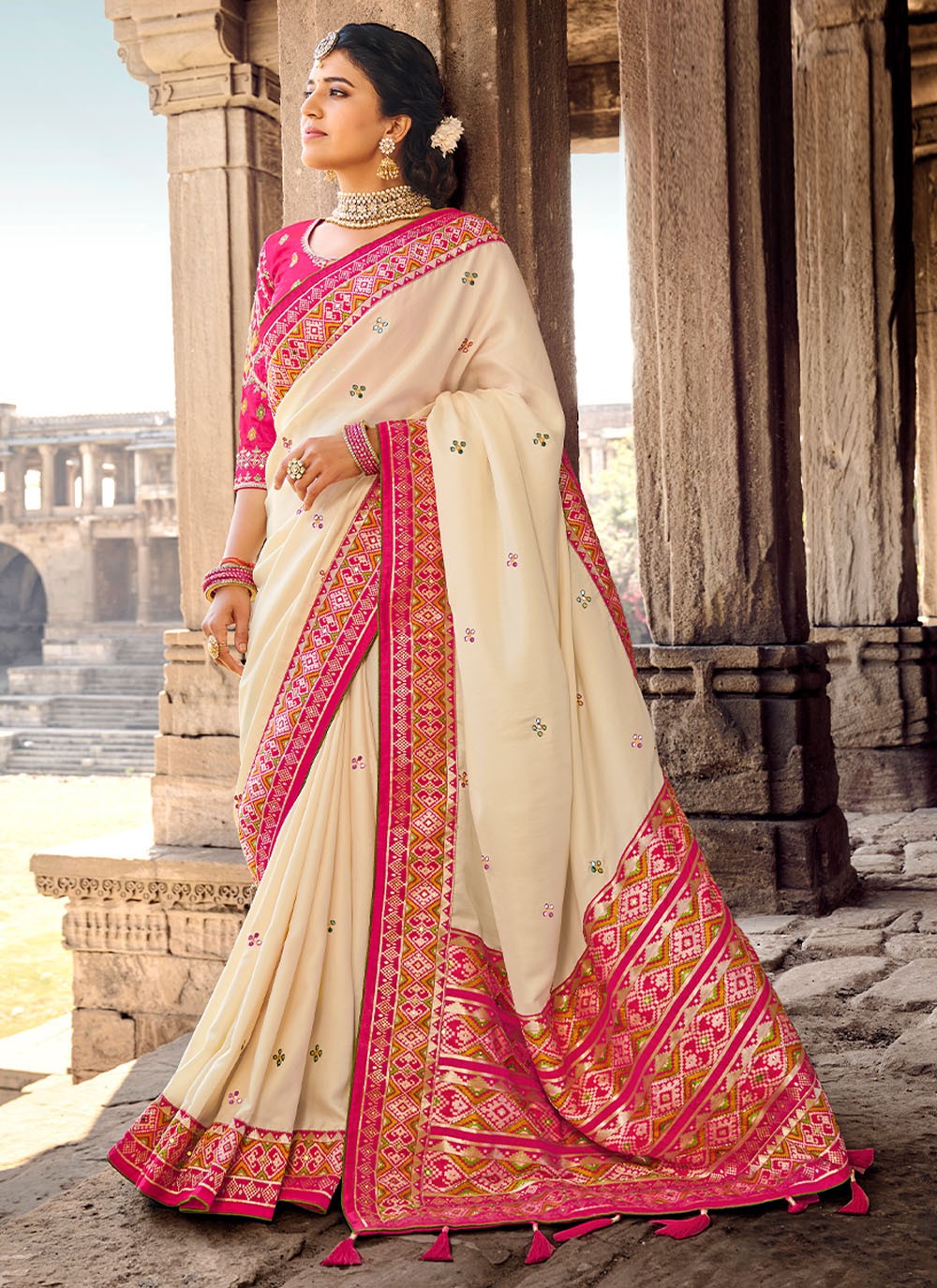 Banarasi Silk Off White Designer Saree