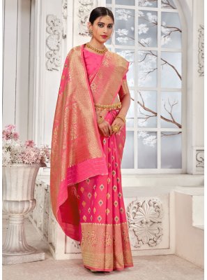 Banarasi Silk Pink Traditional Saree