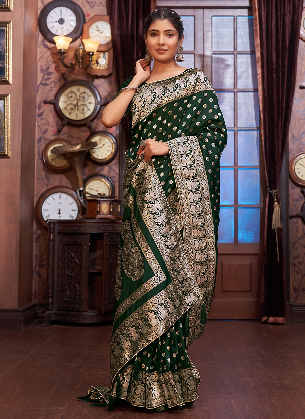 Banarasi Silk Silk Saree in Green