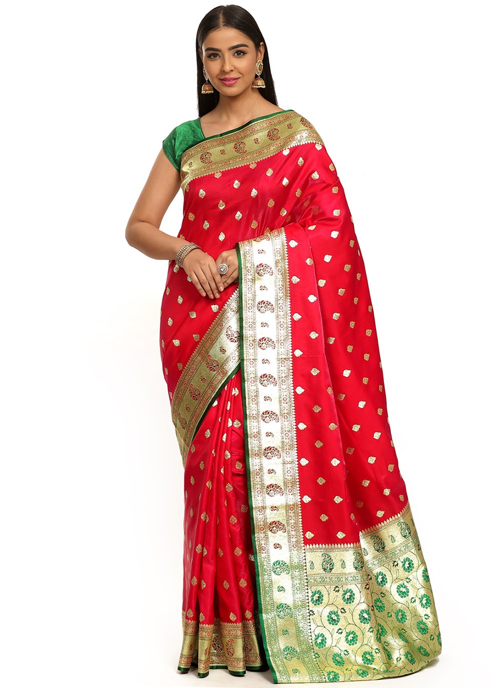 Banarasi Silk Woven Designer Traditional Saree in Maroon