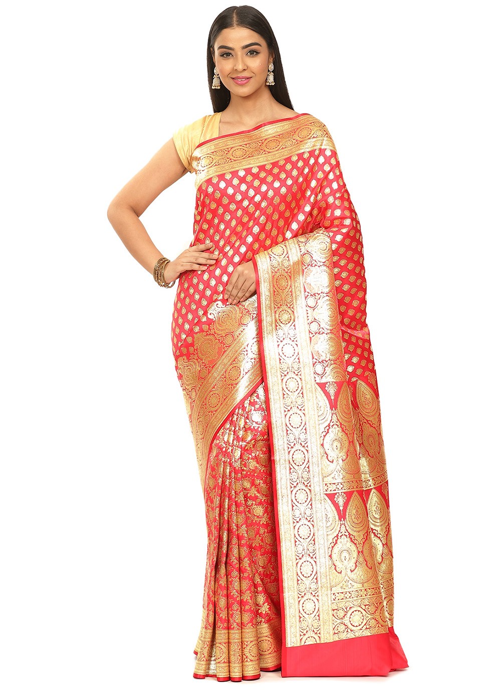 Banarasi Silk Woven Designer Traditional Saree in Red