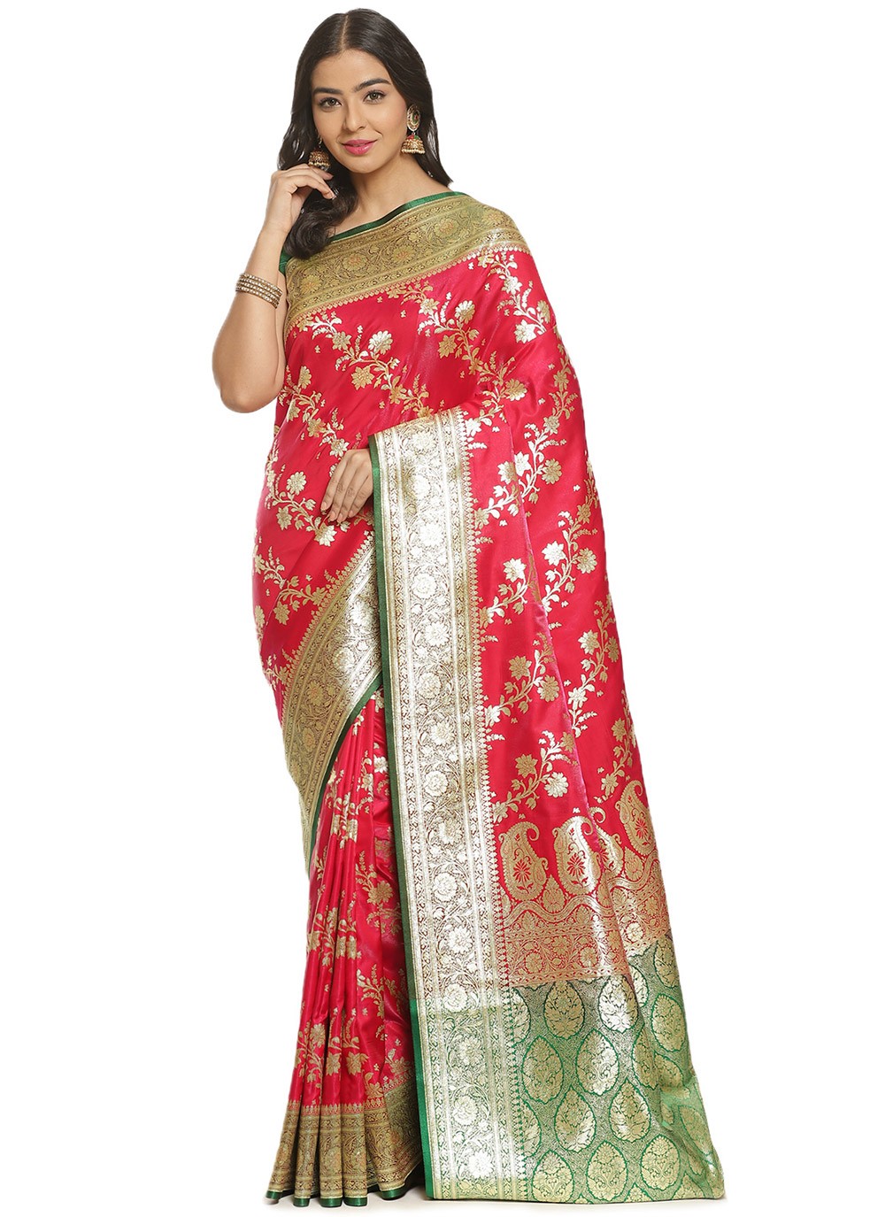 Banarasi Silk Woven Rani Designer Traditional Saree