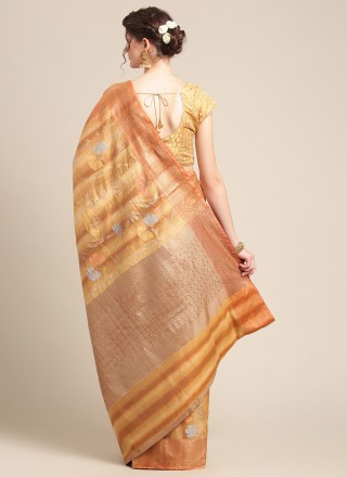 Banarasi Silk Yellow Woven Designer Traditional Saree