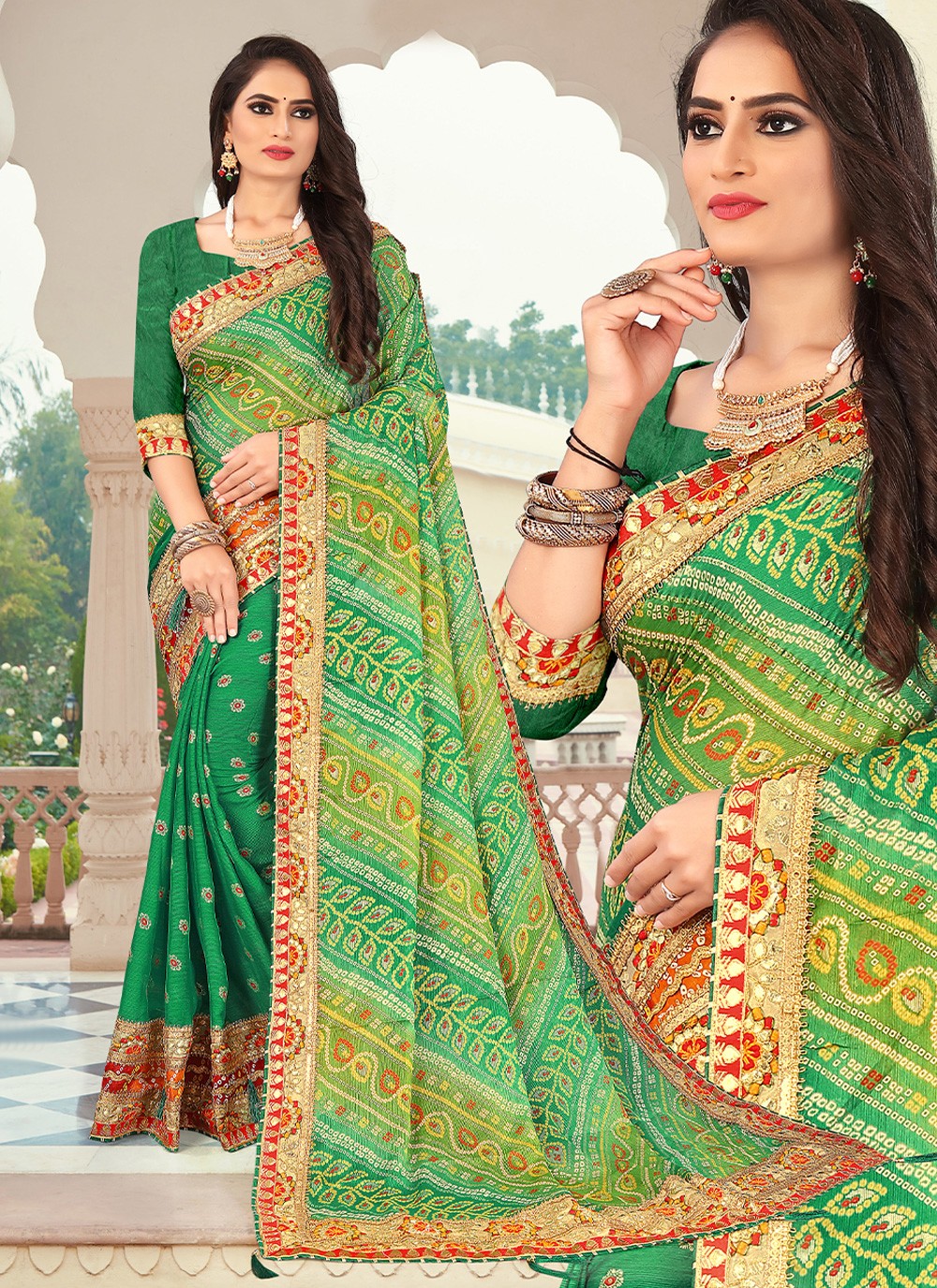 Buy Traditional Wear Red Bandhani Work Georgette Saree Online From Surat  Wholesale Shop.