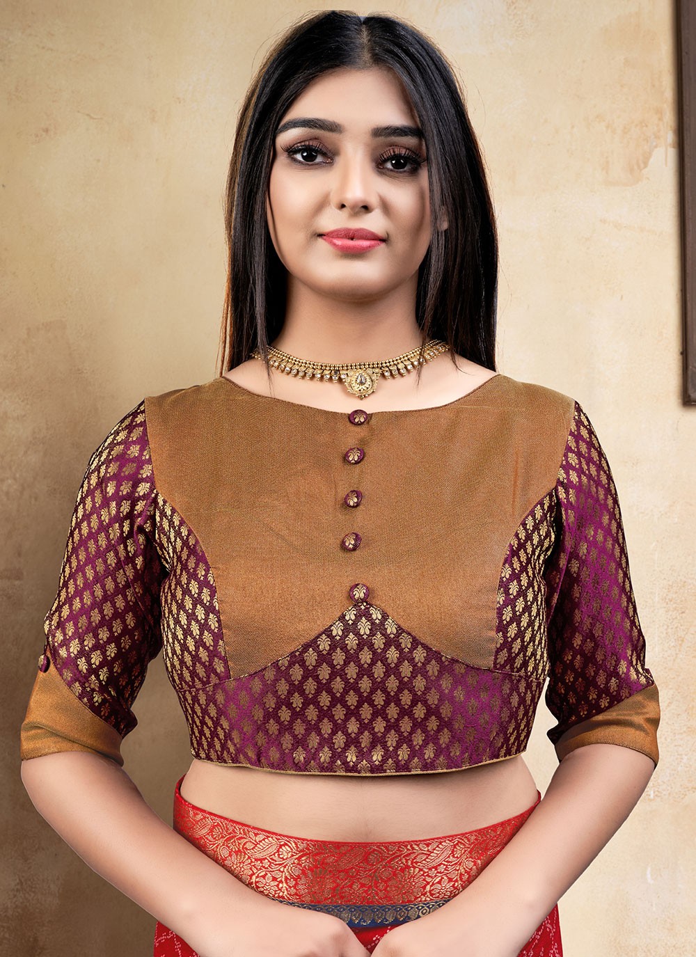 Buy Banglori Silk Embroidered Purple Designer Blouse Online 220752