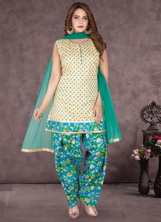 Banglori Silk Fancy Cream Designer Patiala Suit